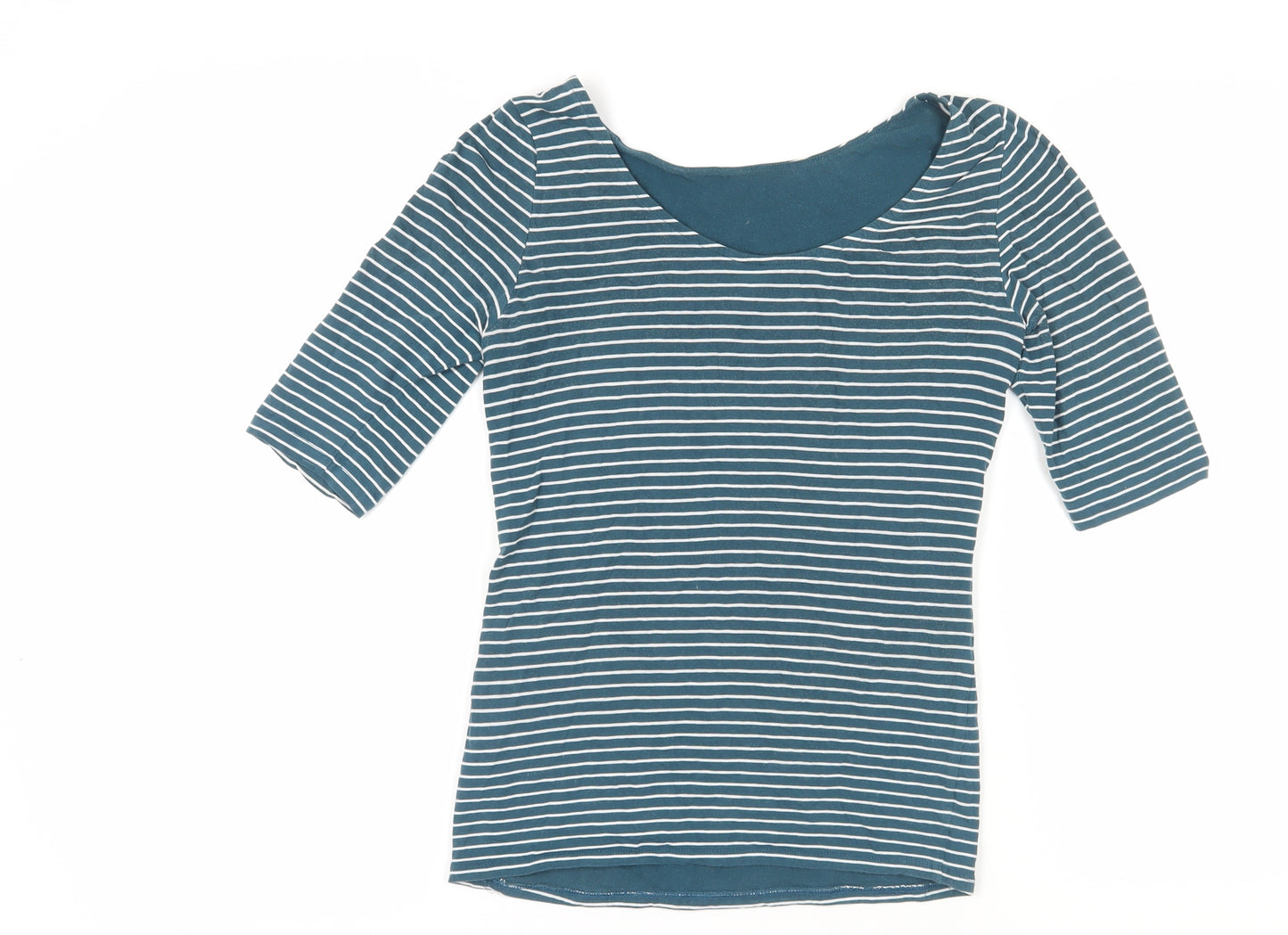 Jigsaw Women's Blue Striped T-Shirt XS - 3/4 Sleeve