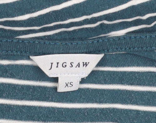 Jigsaw Women's Blue Striped T-Shirt XS - 3/4 Sleeve