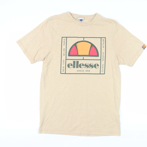 Ellesse Men's Beige Logo Graphic T-Shirt, Medium, Classic