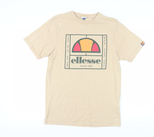 Ellesse Men's Beige Logo Graphic T-Shirt, Medium, Classic