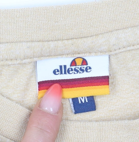 Ellesse Men's Beige Logo Graphic T-Shirt, Medium, Classic