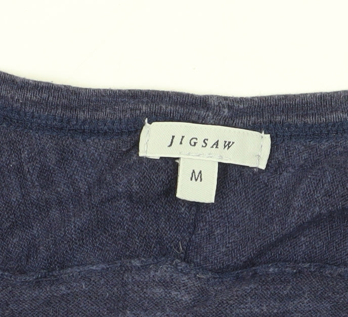 Jigsaw Women's Blue Linen-Blend T-Shirt Medium