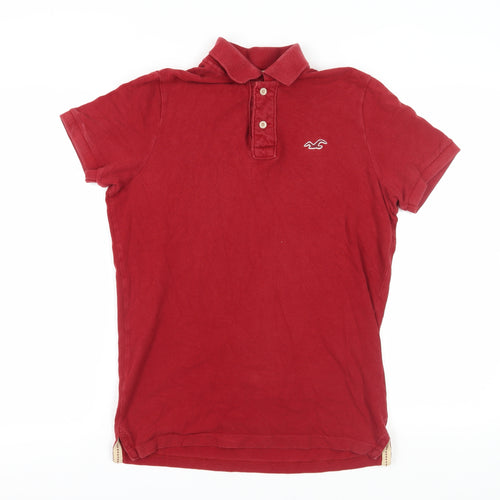 Hollister Men's Red Cotton Polo Shirt Size M