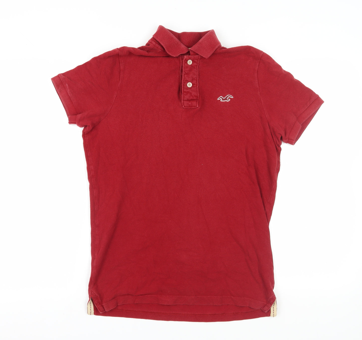 Hollister Men's Red Cotton Polo Shirt Size M