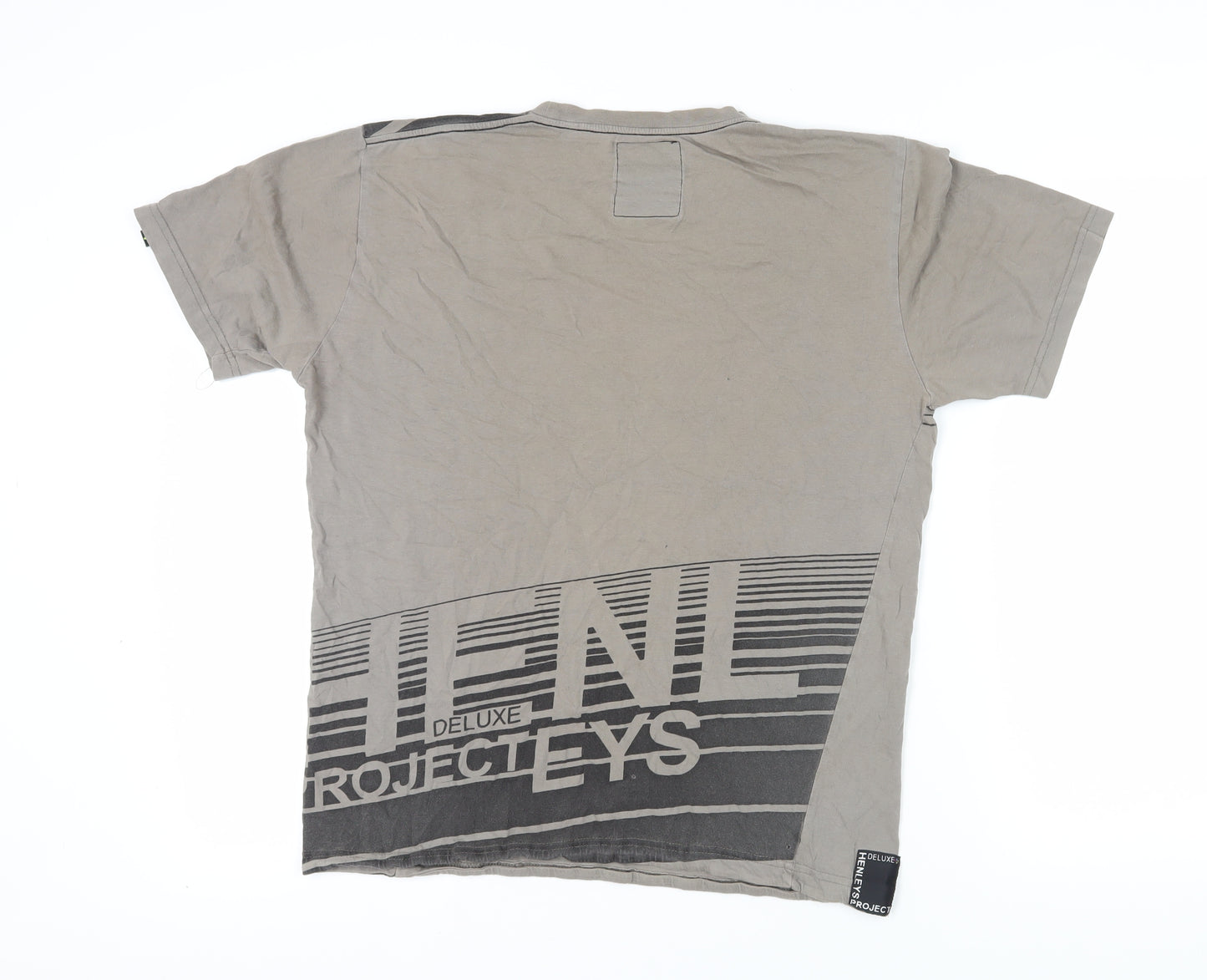 Henleys Men's Beige Graphic Print T-Shirt - Size L