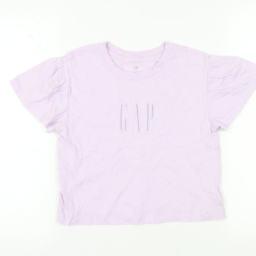 GAP Girls Purple Crew Neck T-Shirt - Size 10 Years