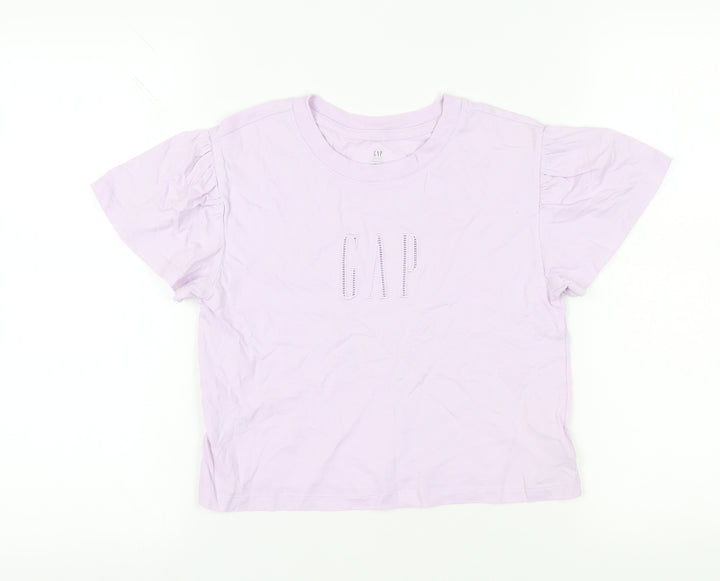 GAP Girls Purple Crew Neck T-Shirt - Size 10 Years