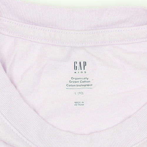 GAP Girls Purple Crew Neck T-Shirt - Size 10 Years