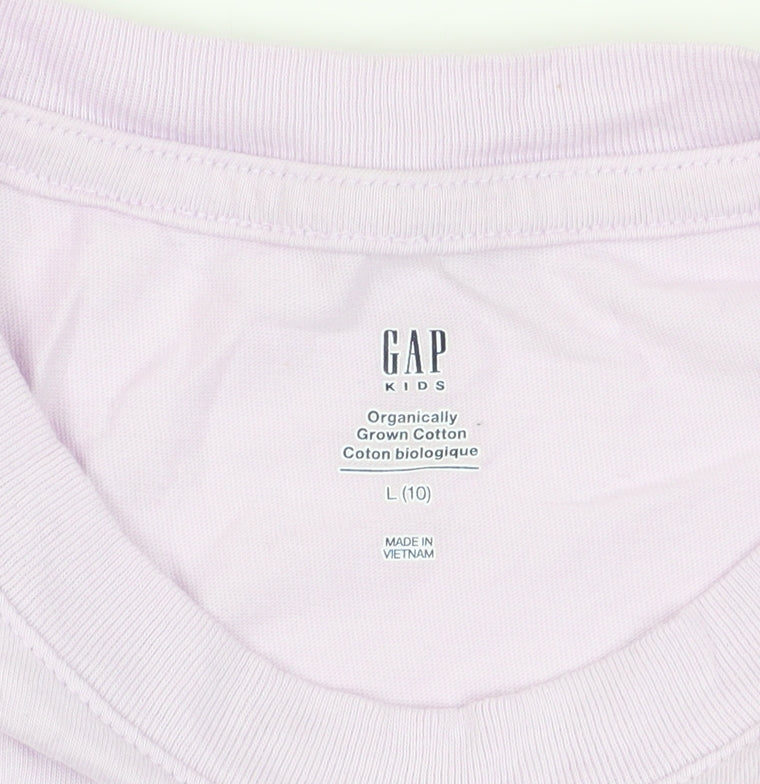 GAP Girls Purple Crew Neck T-Shirt - Size 10 Years