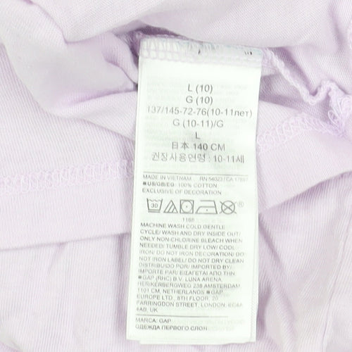 GAP Girls Purple Crew Neck T-Shirt - Size 10 Years