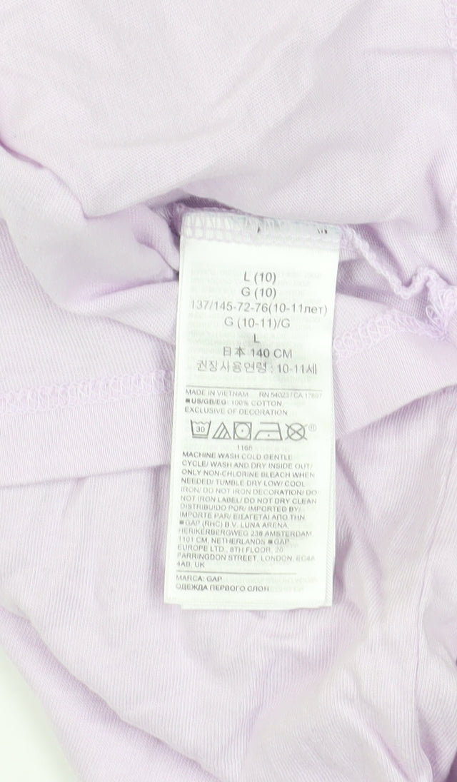GAP Girls Purple Crew Neck T-Shirt - Size 10 Years