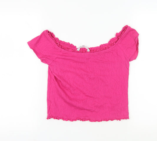 Red Herring Women's Pink Cropped Blouse Size 14