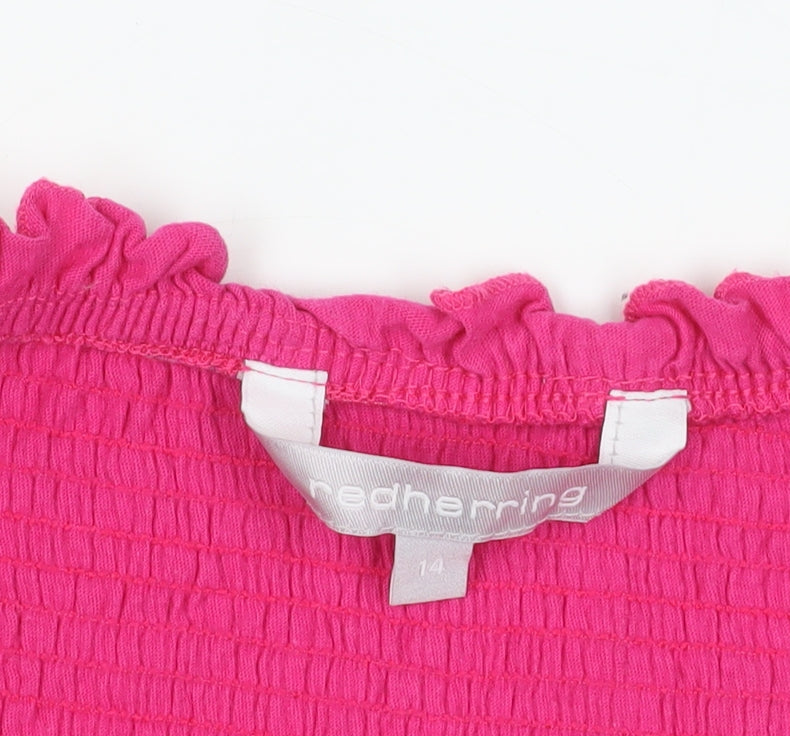 Red Herring Women's Pink Cropped Blouse Size 14