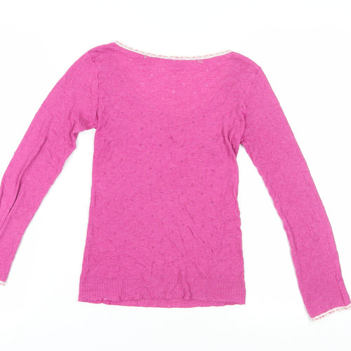 Brora Women's Pink Scoop Neck Knit Top, Size 8