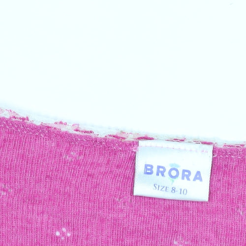 Brora Women's Pink Scoop Neck Knit Top, Size 8