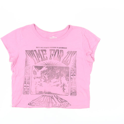 Hollister Women's Pink Cropped Tee, Size M, Casual Cotton