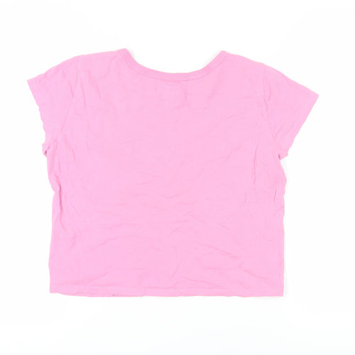 Hollister Women's Pink Cropped Tee, Size M, Casual Cotton