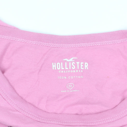 Hollister Women's Pink Cropped Tee, Size M, Casual Cotton