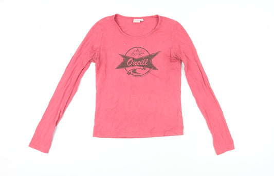 O'Neill Women's Pink Basic T-Shirt, Size S, Long Sleeve