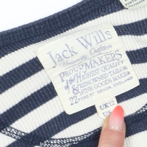 Jack Wills Women's Blue Striped T-Shirt Dress, Size 12