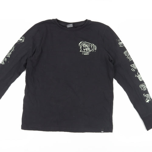 Animal Boys Black Long Sleeve T-Shirt Size 11-12