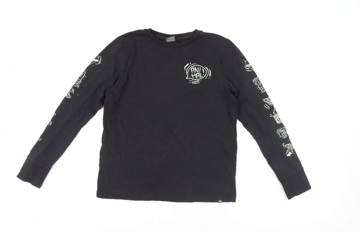 Animal Boys Black Long Sleeve T-Shirt Size 11-12