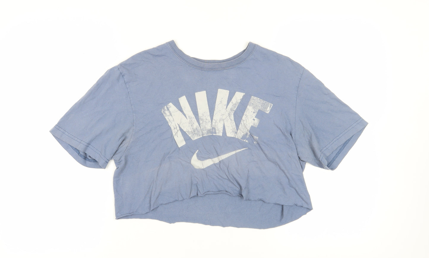 Nike Women's Blue Cropped T-Shirt L - Casual Sporty