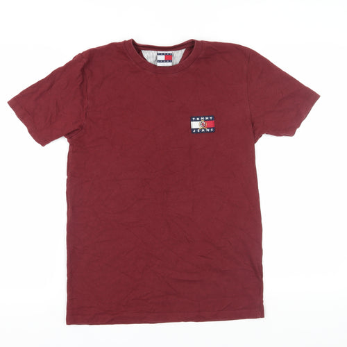 Tommy Jeans Men's Red T-Shirt Size S, Logo, Casual