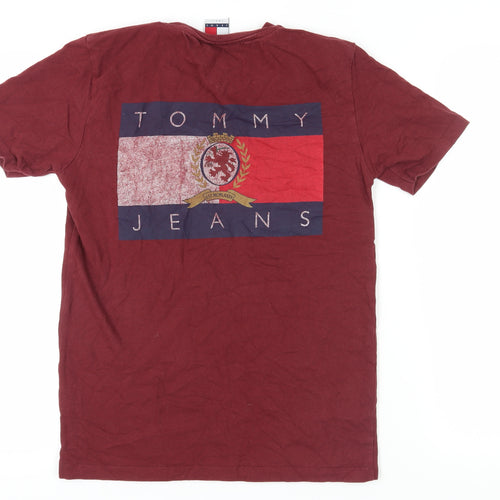 Tommy Jeans Men's Red T-Shirt Size S, Logo, Casual