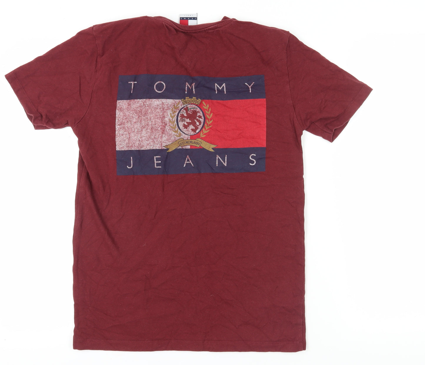 Tommy Jeans Men's Red T-Shirt Size S, Logo, Casual