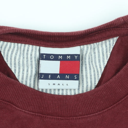 Tommy Jeans Men's Red T-Shirt Size S, Logo, Casual