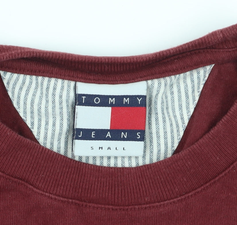 Tommy Jeans Men's Red T-Shirt Size S, Logo, Casual