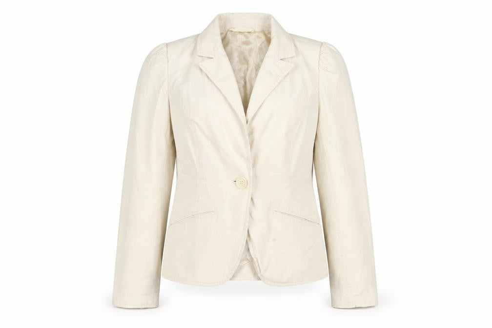 Front view of Gap Women's Beige Blazer, size 10, Regular Cotton
