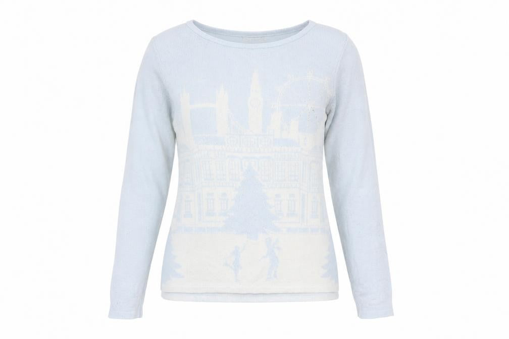 Front view of Monsoon Women's Blue Winter jumper, size 8