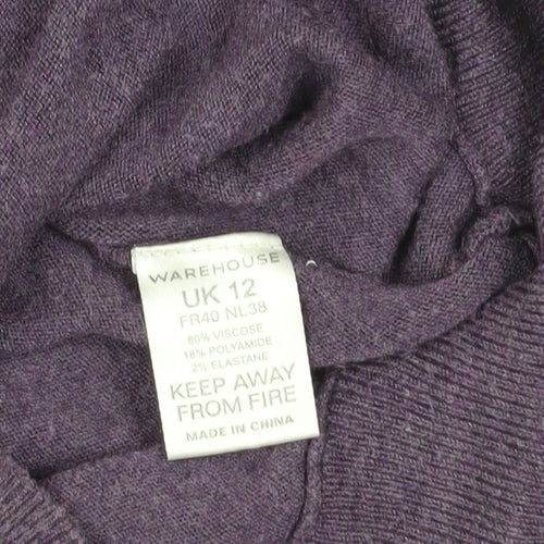 Warehouse Women's Purple Pullover Jumper - Size 12