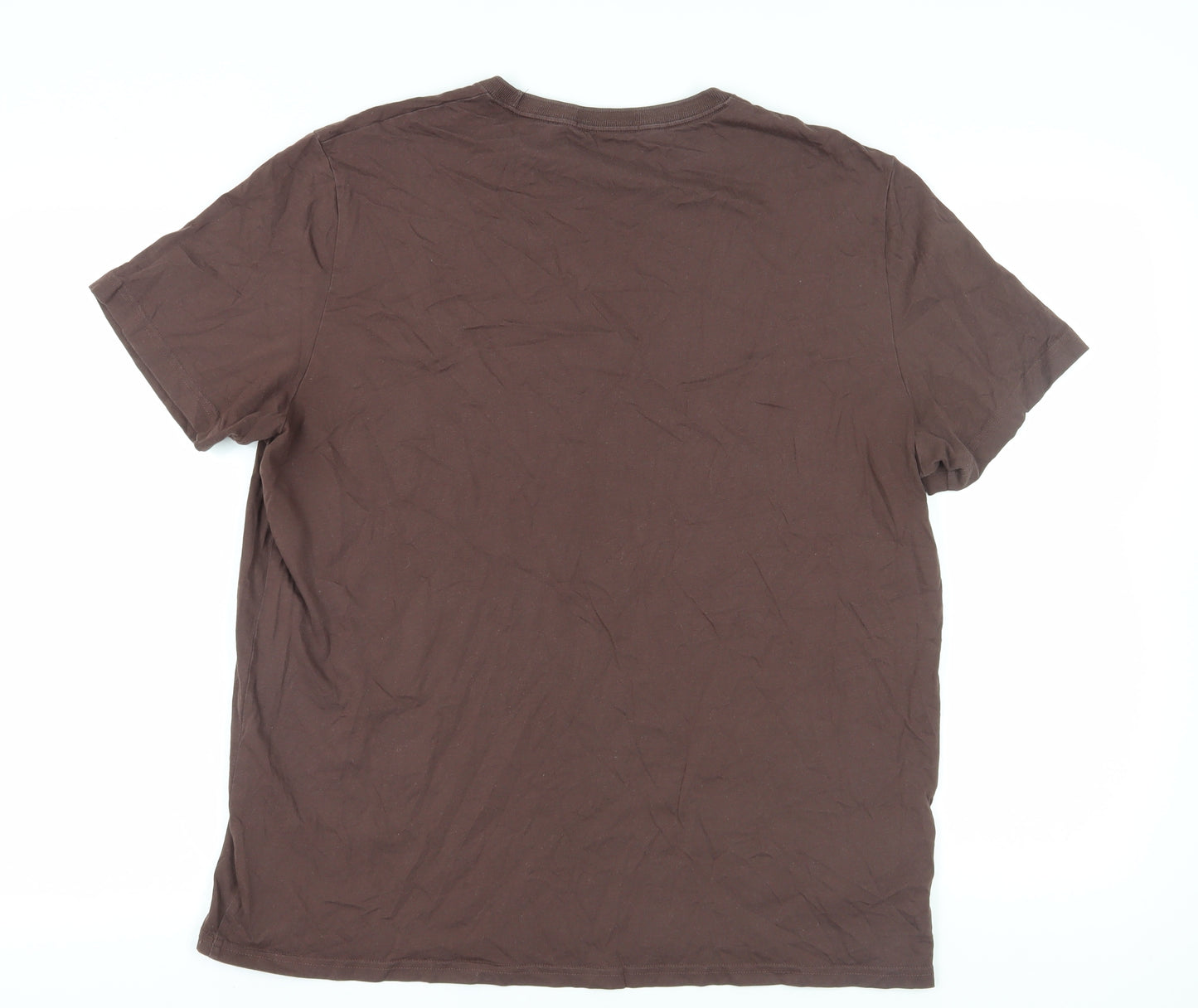 Fred Perry Men's Brown XL Crew Neck T-Shirt Logo Accents