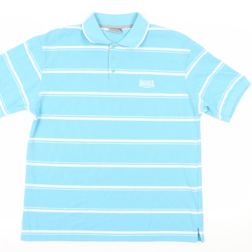 Lonsdale Men's Blue Striped Polo Shirt L