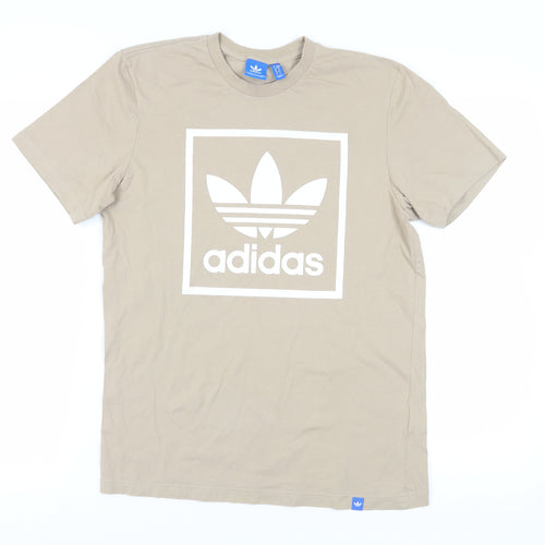 Adidas Men Beige Logo T-Shirt M Regular Fit