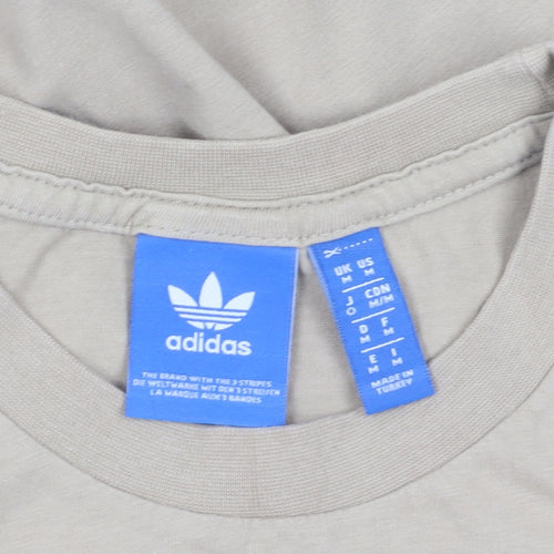 Adidas Men Beige Logo T-Shirt M Regular Fit