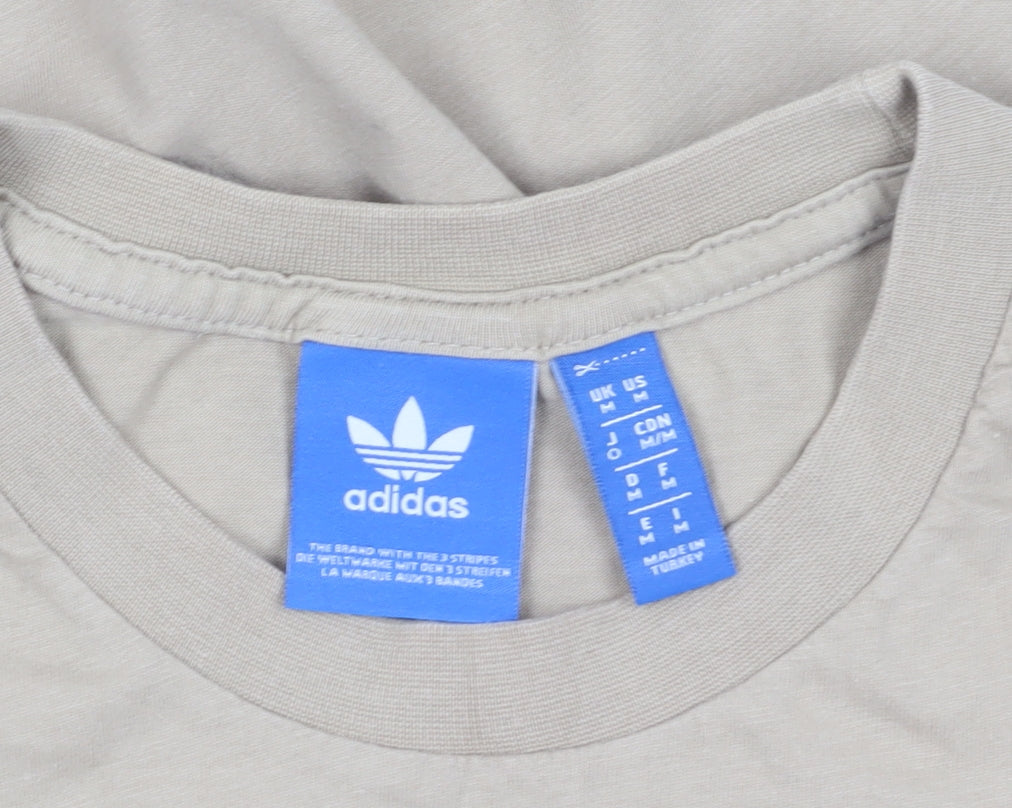 Adidas Men Beige Logo T-Shirt M Regular Fit