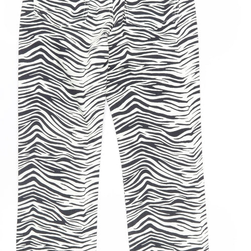 Zara Women's Multicoloured Animal Print Straight Jeans Size 8