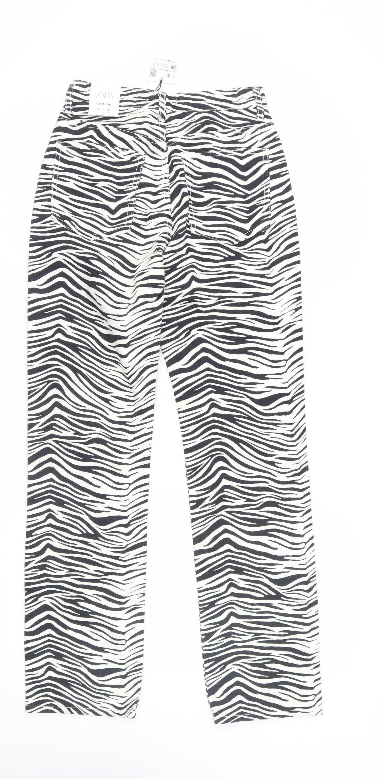 Zara Women's Multicoloured Animal Print Straight Jeans Size 8