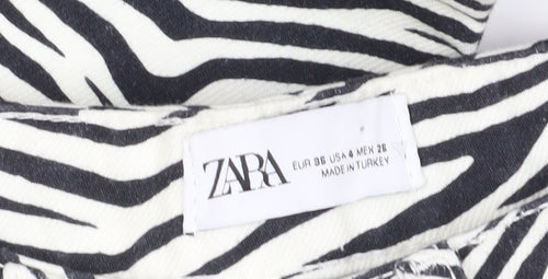 Zara Women's Multicoloured Animal Print Straight Jeans Size 8