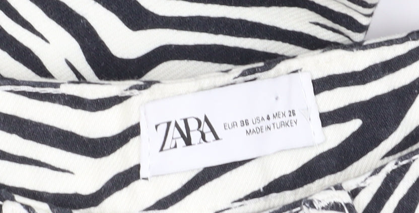 Zara Women's Multicoloured Animal Print Straight Jeans Size 8