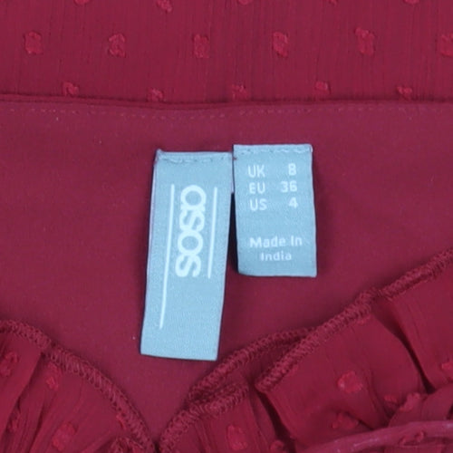 ASOS Women's Red Long Sleeve Square Neck Dress Size 8
