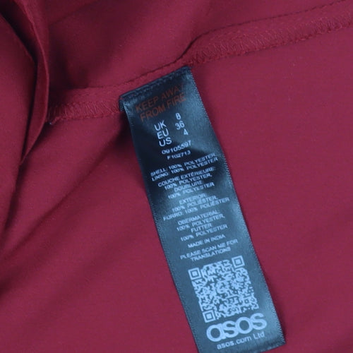 ASOS Women's Red Long Sleeve Square Neck Dress Size 8