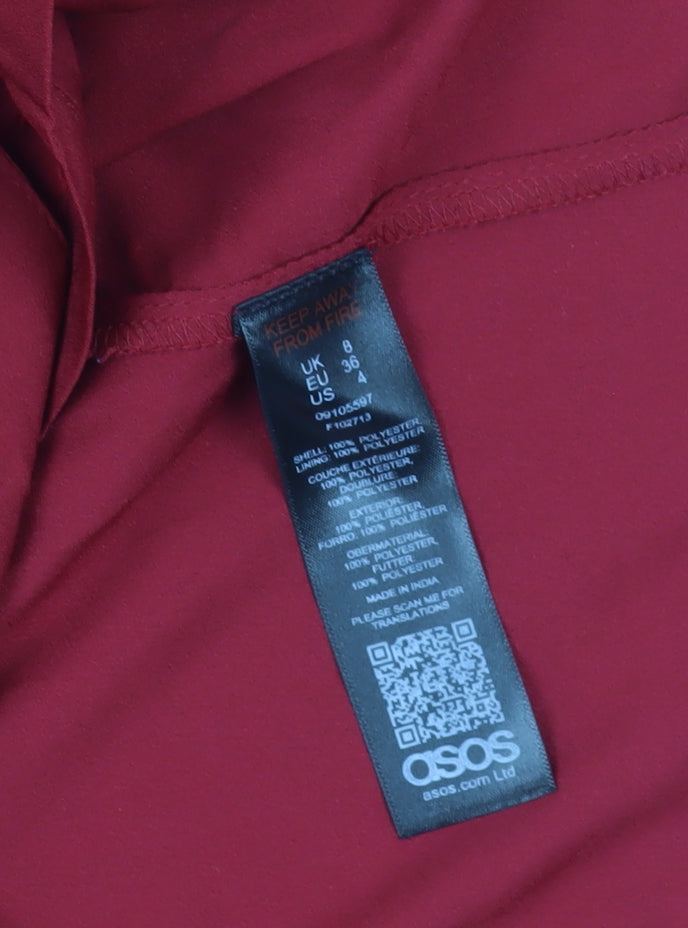 ASOS Women's Red Long Sleeve Square Neck Dress Size 8
