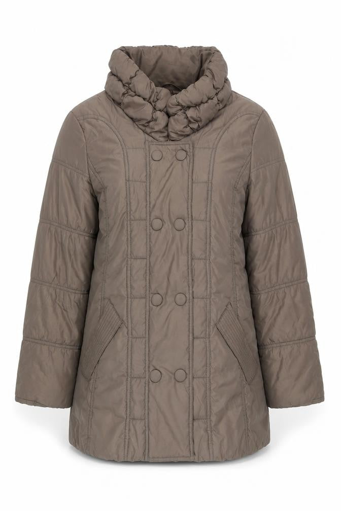 Front view of Betty Barclay Women's Brown Quilted Coat, size 12