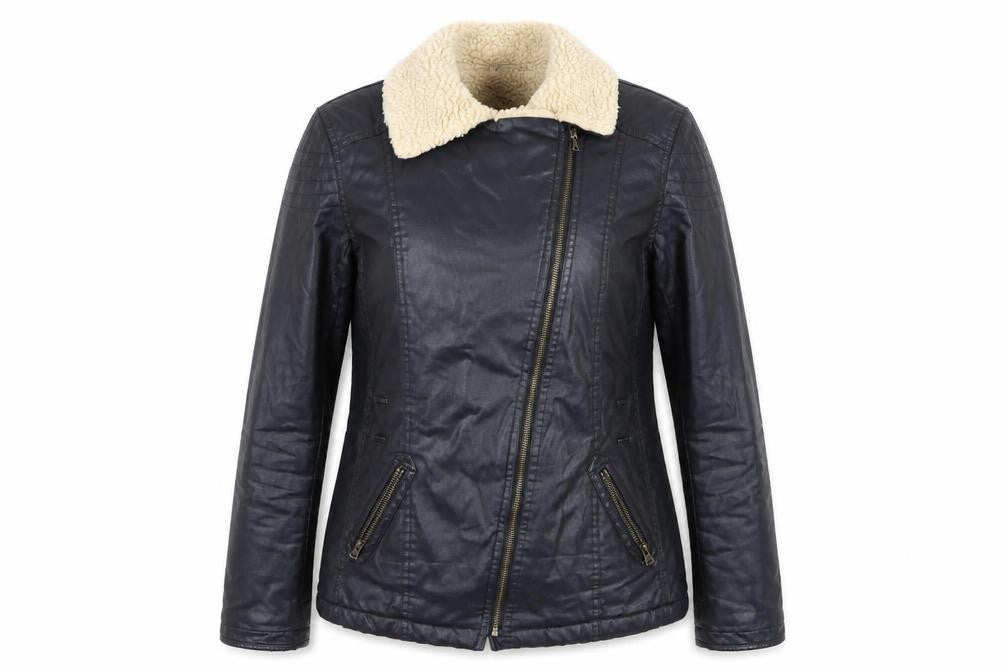 Front view of Marks & Spencer Women's Black Motorcycle Jacket, size 12
