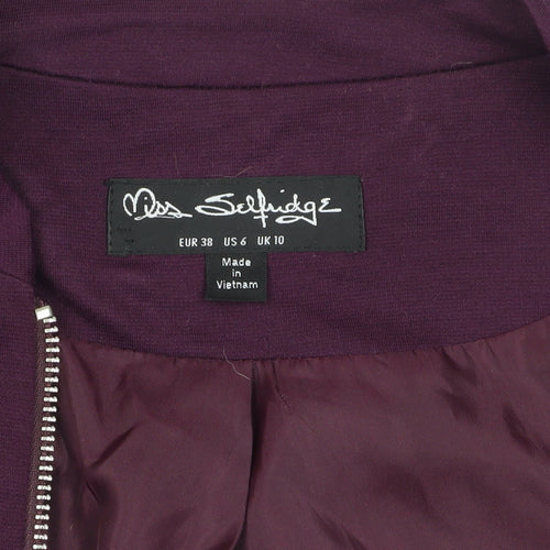 Miss Selfridge Women's Purple Bomber Jacket Size 10